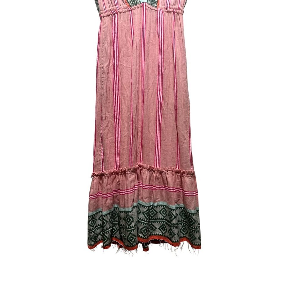 Lemlem Rosa Midi Dress Tunic Women XS Pink Sleeveles Plunge Neck Embroidery Boho - Picture 9 of 16